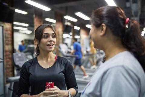 Two women in a gym