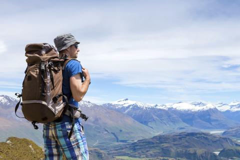 A hiker on a mountain