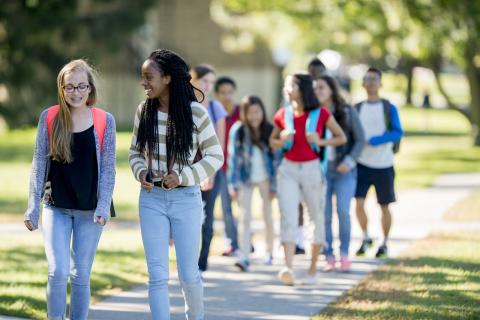 Students walking into school