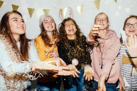 young people celebrating New Year