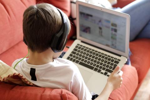 A student browses a website on a laptop