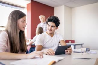 Two students talking