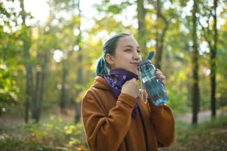 teenager drinking water