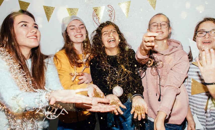 young people celebrating New Year